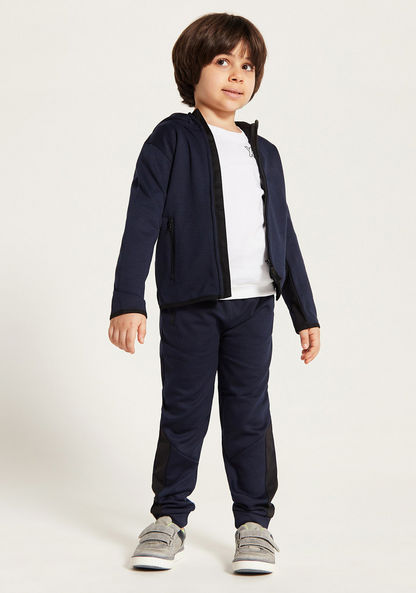 Juniors Solid Hooded Jacket and Joggers Set
