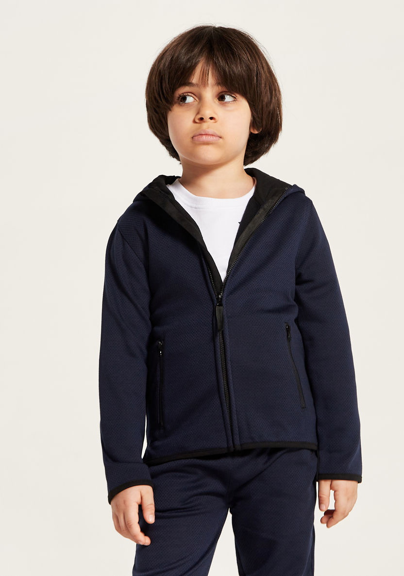 Juniors Solid Hooded Jacket and Joggers Set-Clothes Sets-image-2