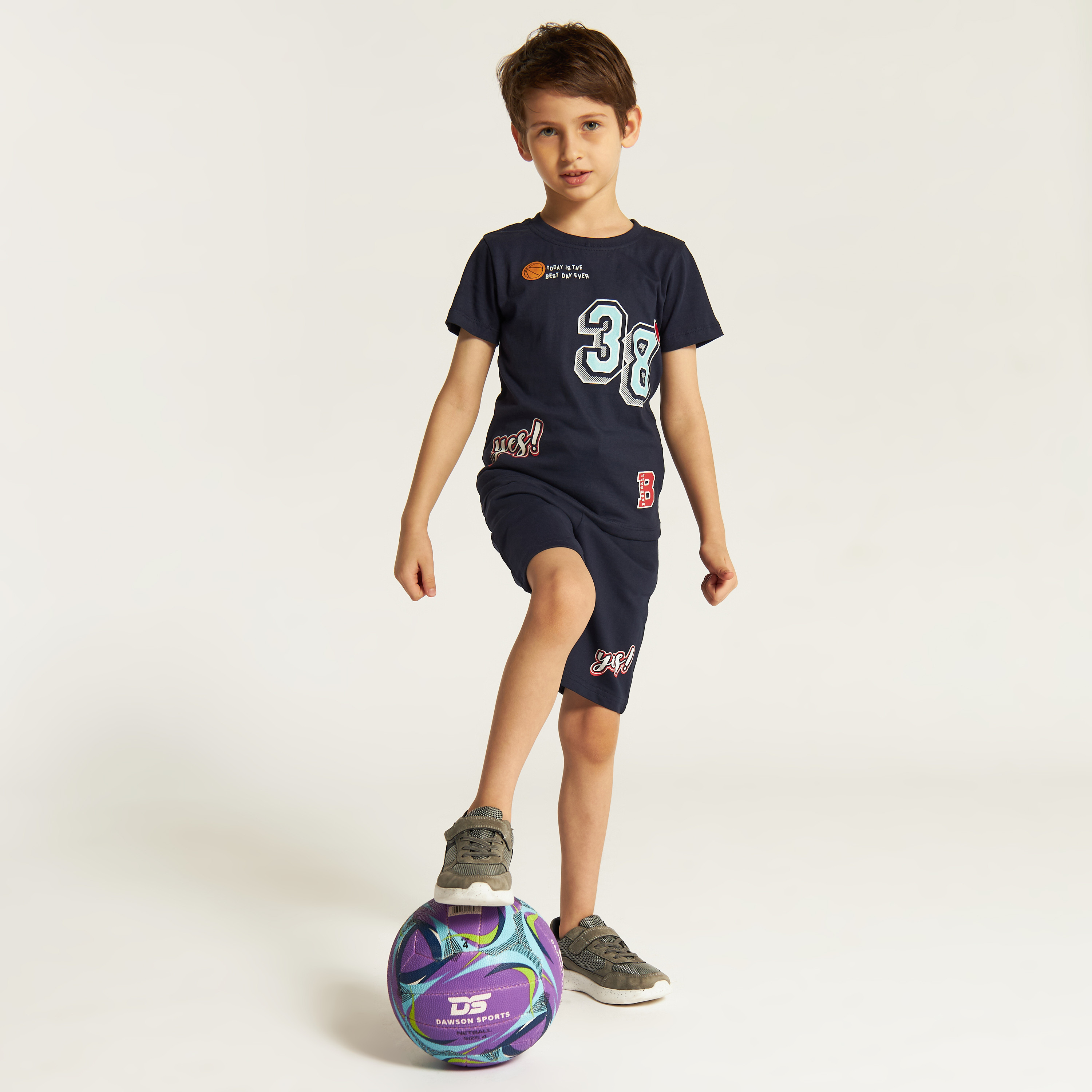 Juniors 3-Piece Printed Round Neck T-shirt and Shorts Set-boys-clothing-setsandcoords-image-2
