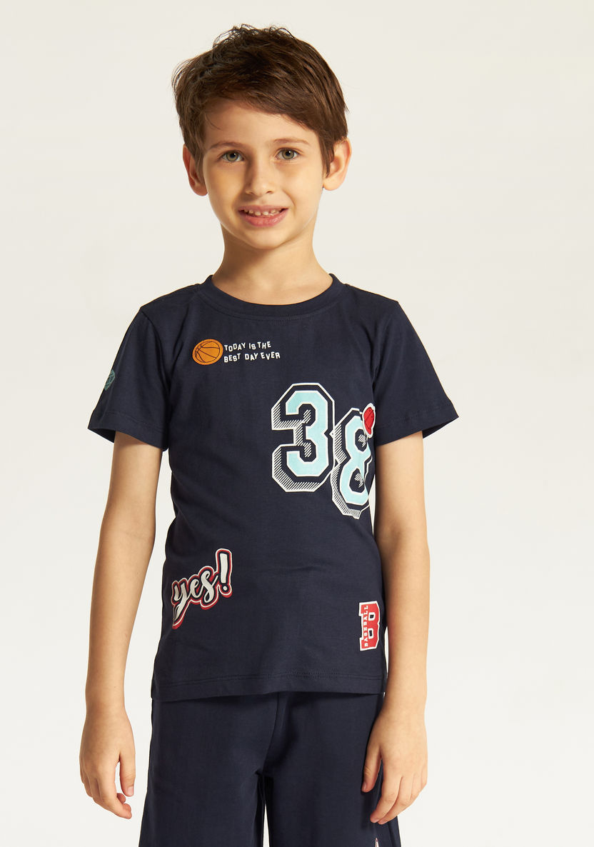 Juniors 3-Piece Printed Round Neck T-shirt and Shorts Set-Clothes Sets-image-2