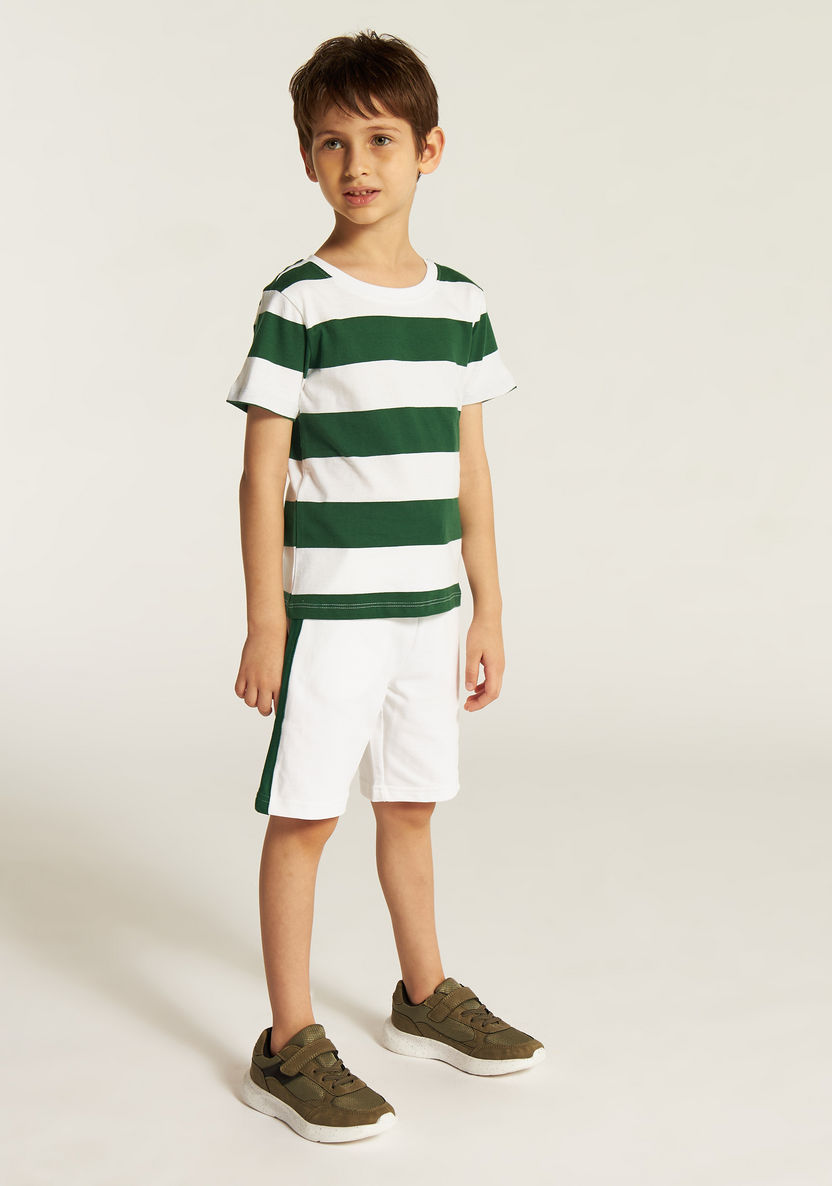 Juniors 3-Piece Printed Round Neck T-shirt and Shorts Set-Clothes Sets-image-1