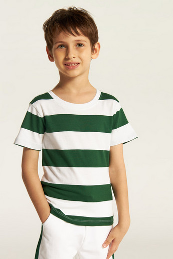 Juniors 3-Piece Printed Round Neck T-shirt and Shorts Set