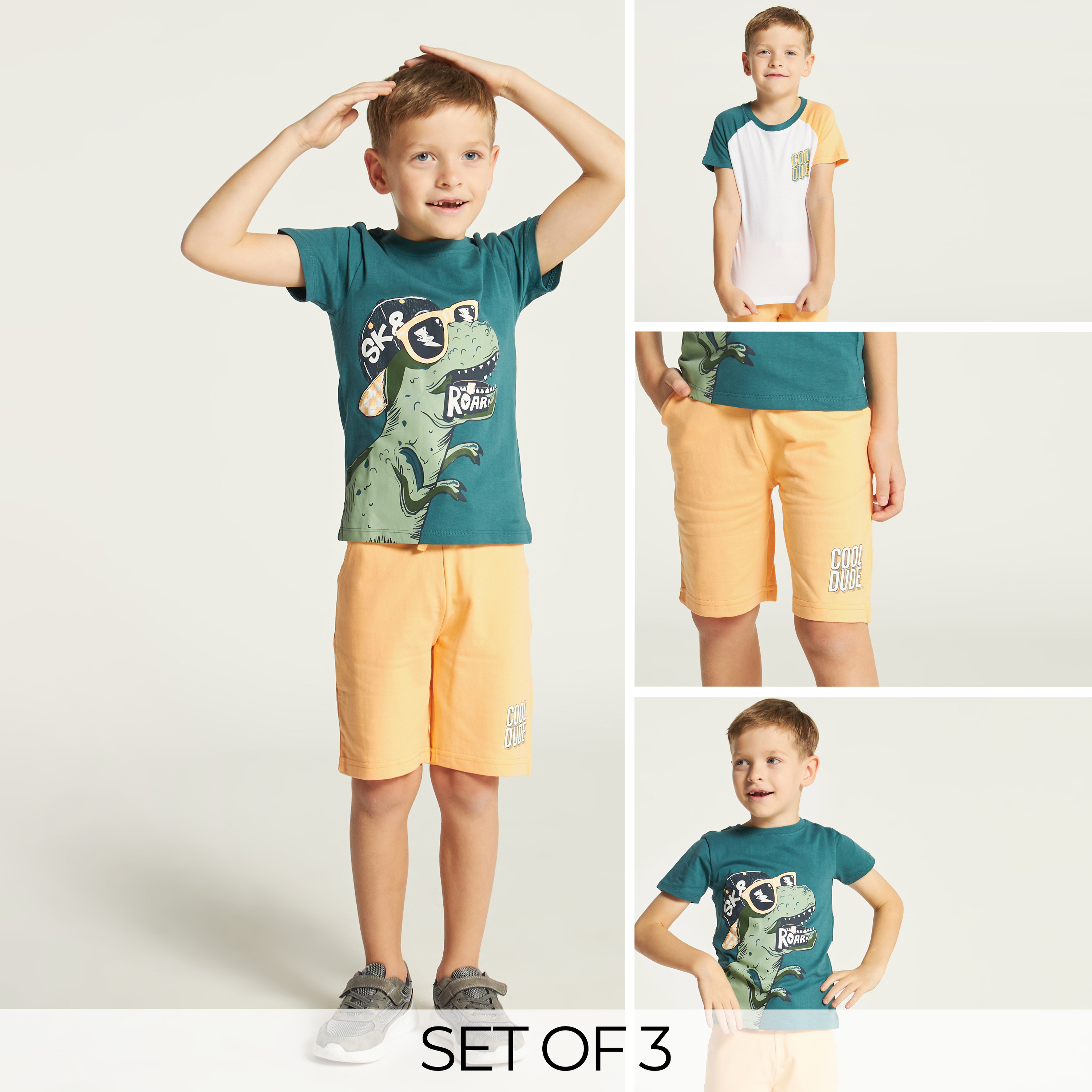 Juniors Printed 3-Piece T-shirt and Shorts Set-boys-clothing-setsandcoords-image-1