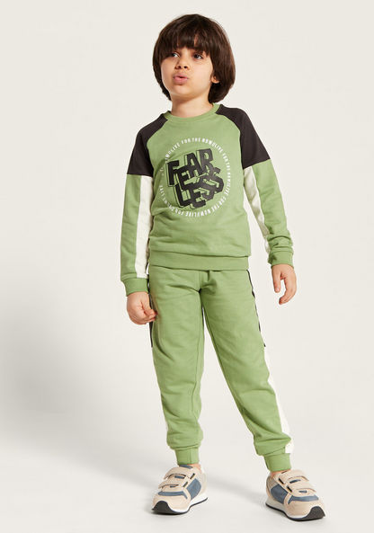 Juniors Printed Long Sleeves Sweatshirt and Joggers Set-Clothes Sets-image-1