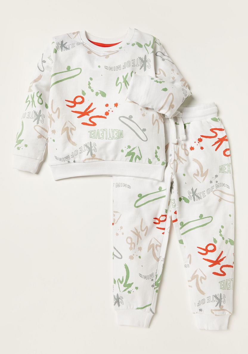 Juniors Printed Sweatshirt and Jogger Set-Clothes Sets-image-0