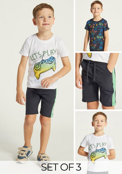 Juniors Printed 3-Piece T-shirt and Shorts Set
