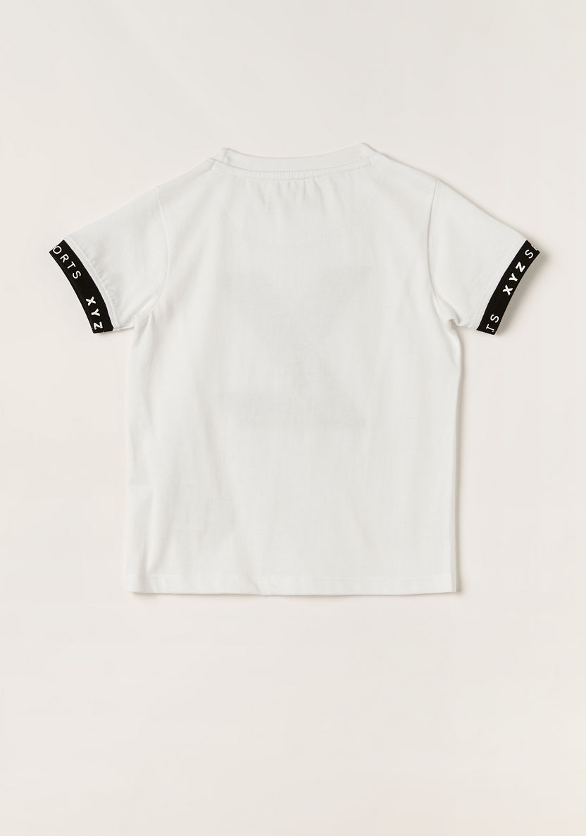 XYZ Printed Crew Neck T-shirt with Short Sleeves-Tops-image-3