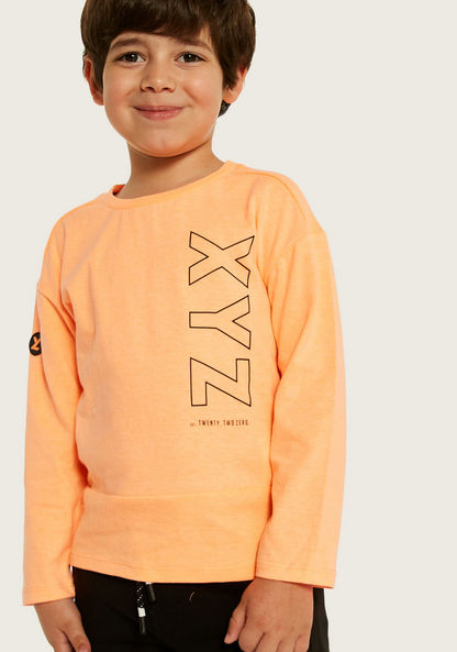 XYZ Logo Print T-shirt with Crew Neck and Long Sleeves-T Shirts-image-2