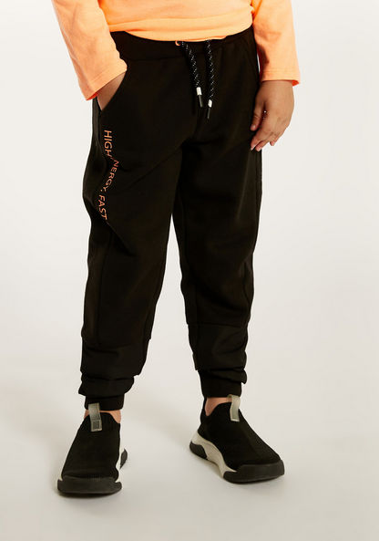 XYZ Typographic Print Jogger with Drawstring Closure and Pockets-Bottoms-image-0