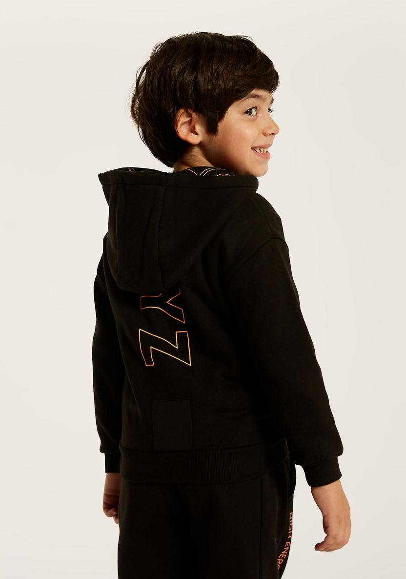 XYZ Logo Print Zip Through Sweatshirt with Hood and Long Sleeves-Sweatshirts-image-3