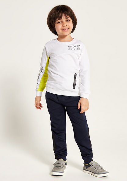 XYZ Panelled Sweatshirt with Round Neck and Zipper Pocket-Tops-image-0