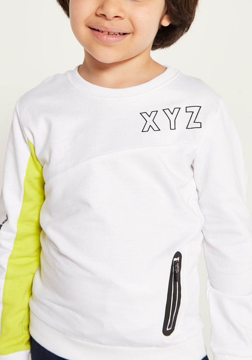 XYZ Panelled Sweatshirt with Round Neck and Zipper Pocket-Tops-image-2