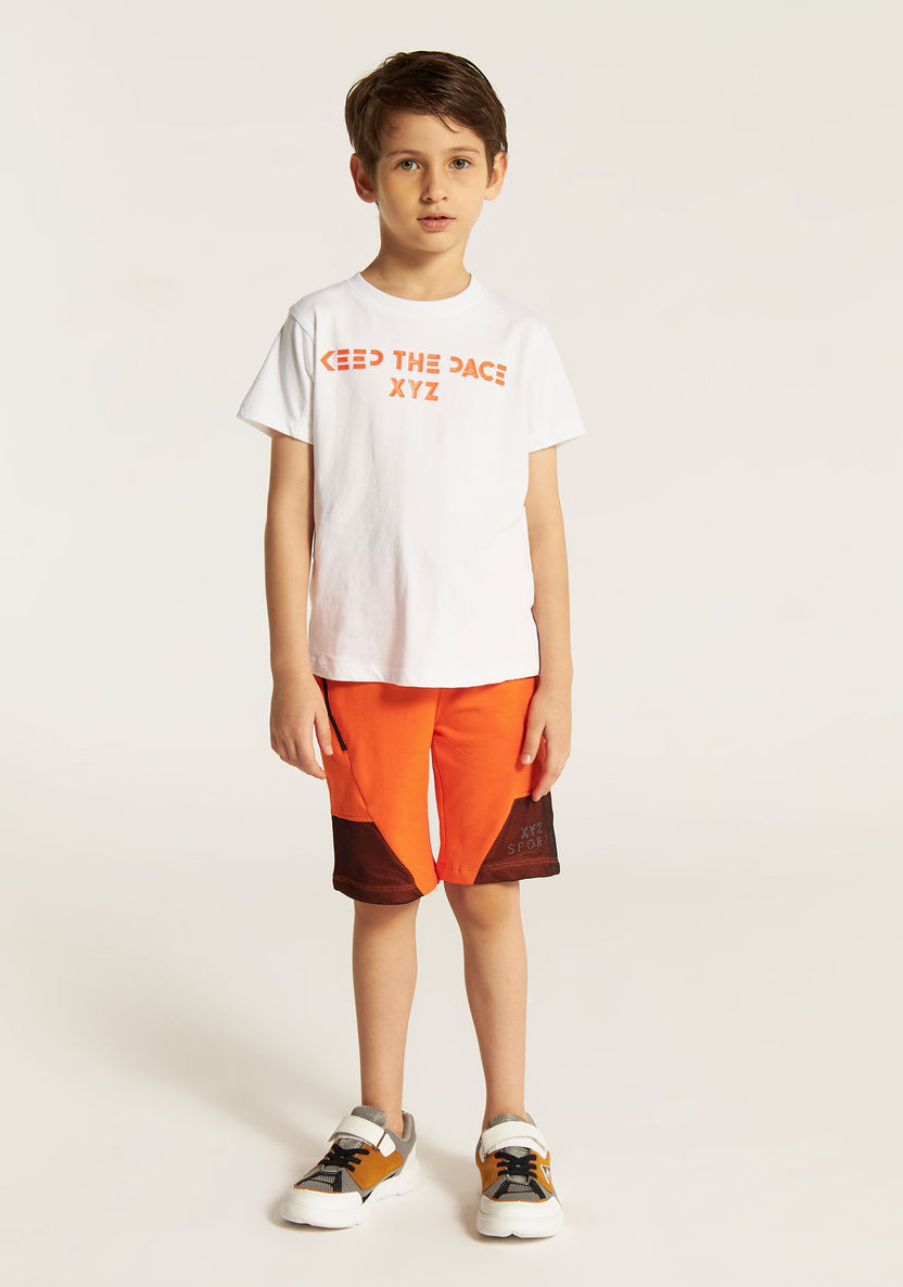 XYZ Printed Crew Neck T-shirt and Shorts Set-Clothes Sets-image-0