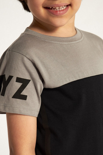 XYZ Printed Crew Neck T-shirt and Elasticated Shorts Set