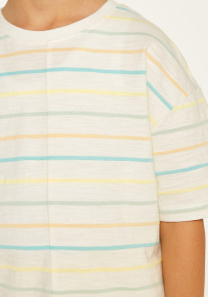 Striped Crew Neck T-shirt with Short Sleeves