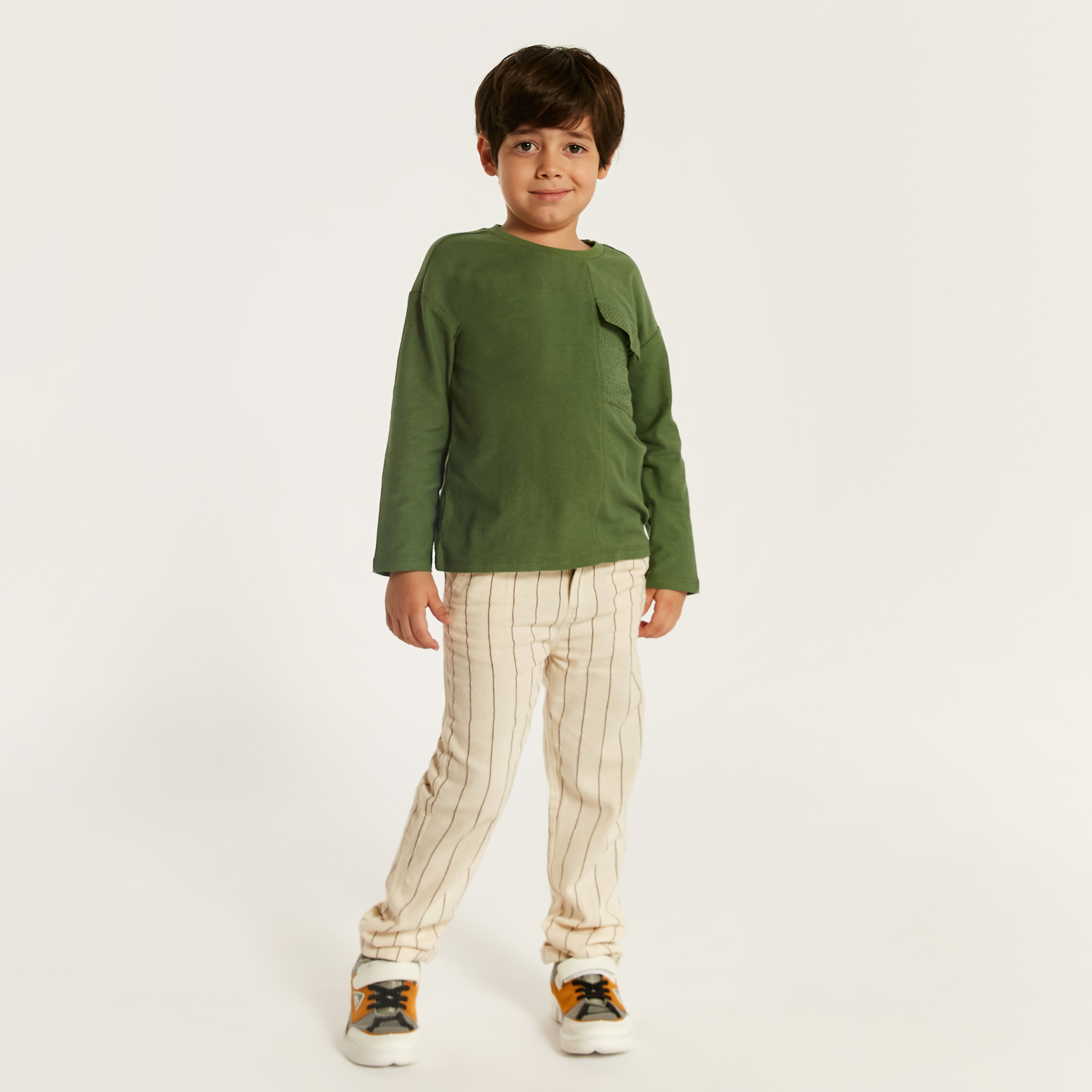 Eligo Solid T-shirt with Long Sleeves and Flap Pocket-boys-clothing-tshirtsandpolos-image-1