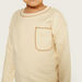 Eligo Solid T-shirt with Round Neck and Long Sleeves-T Shirts-thumbnailMobile-2