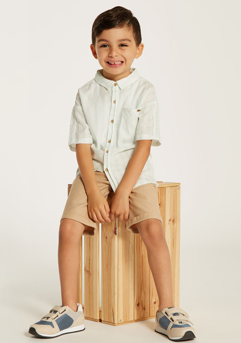 Eligo Striped Shirt with Short Sleeves and Pocket-Shirts-image-0
