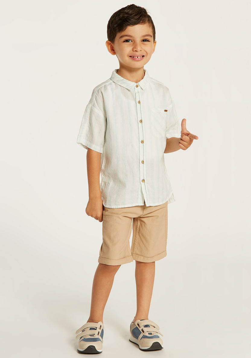 Eligo Striped Shirt with Short Sleeves and Pocket-Shirts-image-1