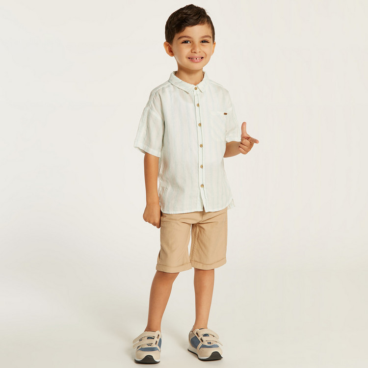 Eligo Striped Shirt with Short Sleeves and Pocket
