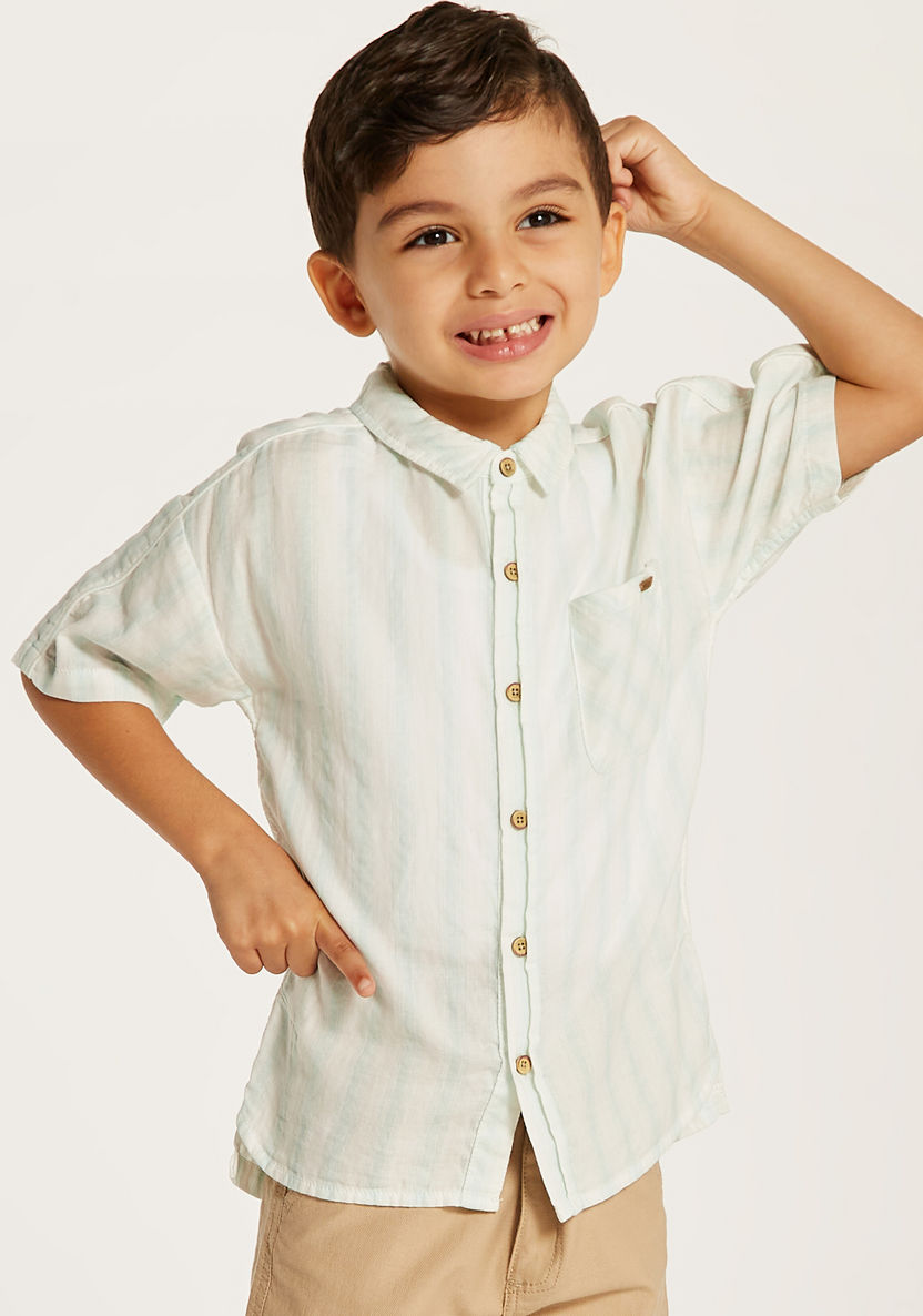 Eligo Striped Shirt with Short Sleeves and Pocket-Shirts-image-2