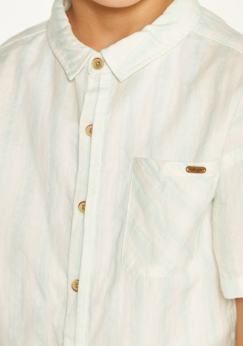 Eligo Striped Shirt with Short Sleeves and Pocket-Shirts-image-3