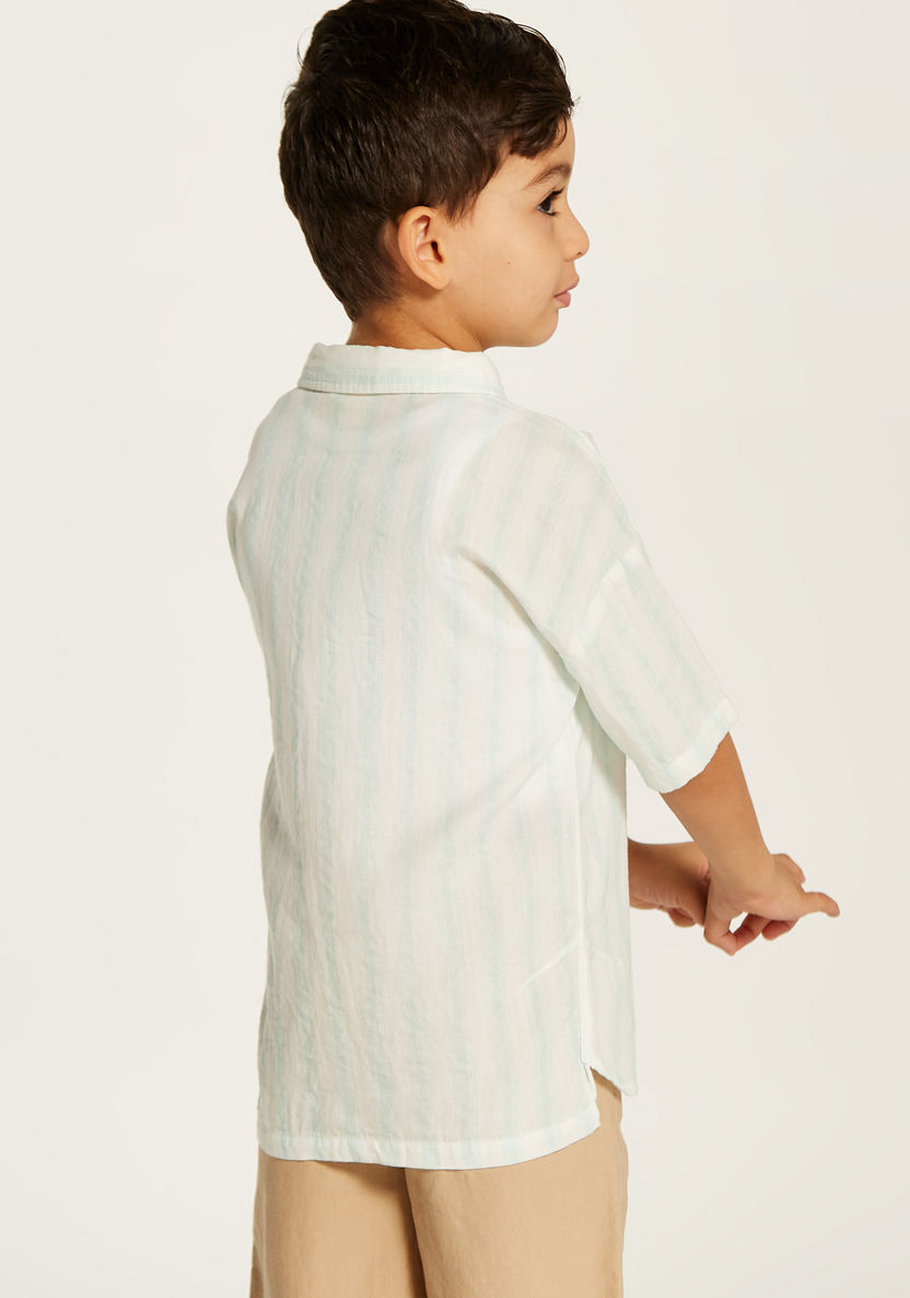 Eligo Striped Shirt with Short Sleeves and Pocket-Shirts-image-4