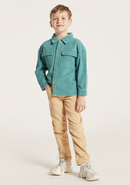 Eligo Textured Shirt with Long Sleeves and Pockets-Shirts-image-0