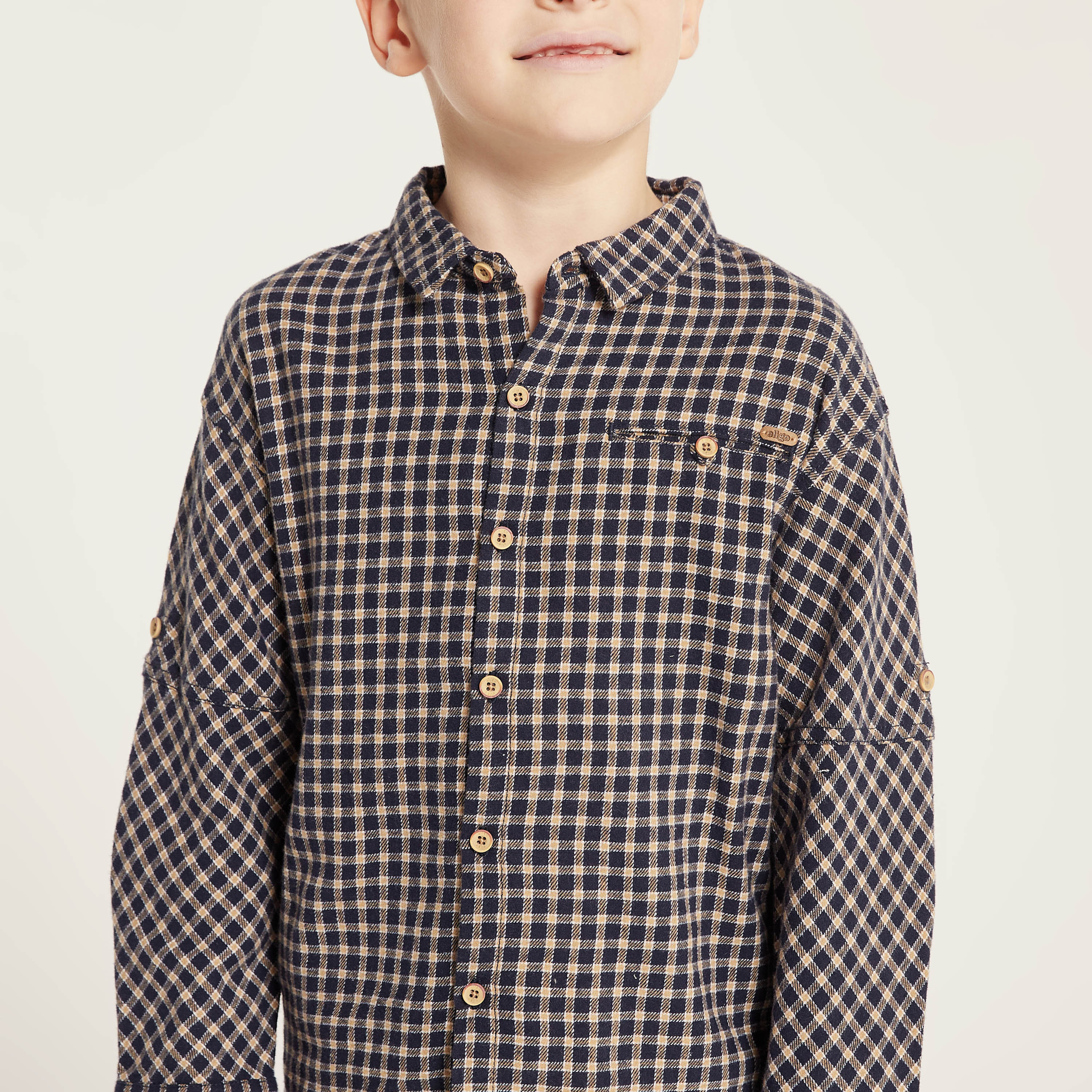 Eligo Checked Shirt with Long Sleeves and Pocket-boys-clothing-shirts-image-3