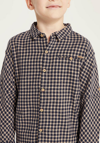 Eligo Checked Shirt with Long Sleeves and Pocket-Shirts-image-2
