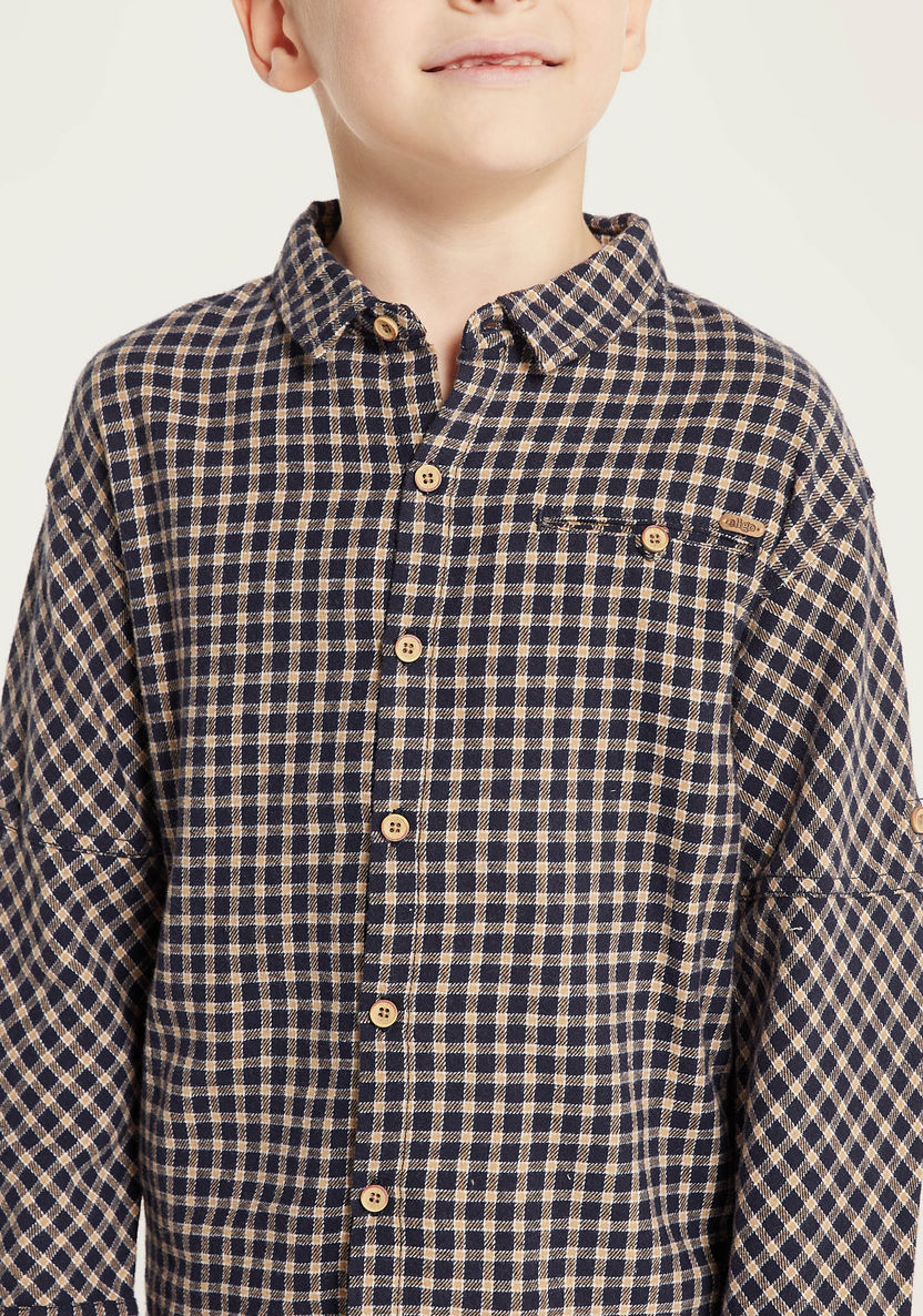Eligo Checked Shirt with Long Sleeves and Pocket-Shirts-image-2