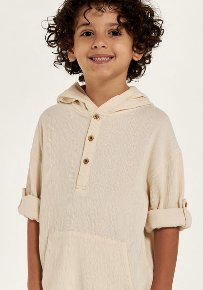 Eligo Textured Shirt with Hood and Kangaroo Pocket-Shirts-image-2