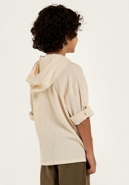 Eligo Textured Shirt with Hood and Kangaroo Pocket-Shirts-image-3