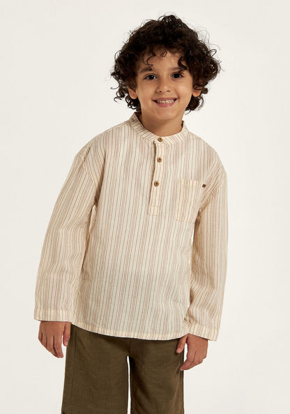 Eligo Striped Shirt with Long Sleeves and Pocket-Shirts-image-0