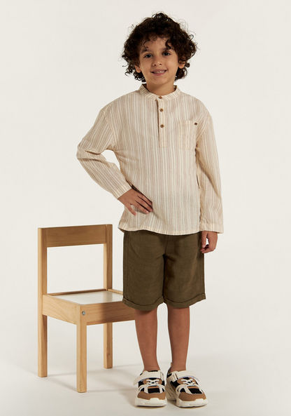 Eligo Striped Shirt with Long Sleeves and Pocket-Shirts-image-1