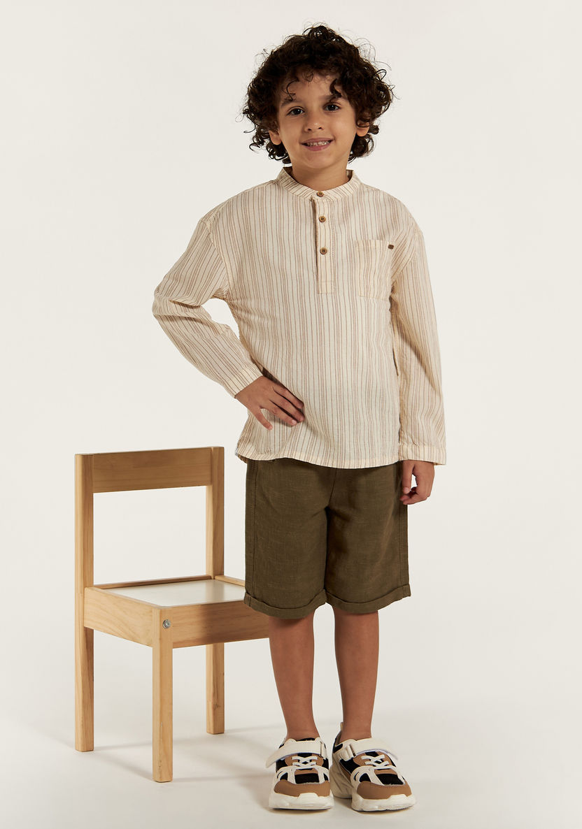 Eligo Striped Shirt with Long Sleeves and Pocket-Shirts-image-1