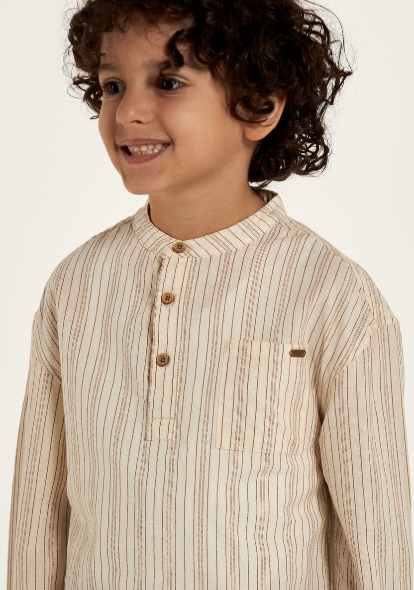 Eligo Striped Shirt with Long Sleeves and Pocket-Shirts-image-2