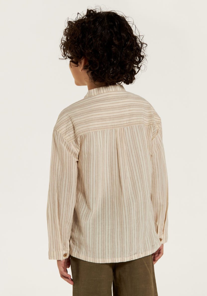 Eligo Striped Shirt with Long Sleeves and Pocket-Shirts-image-3