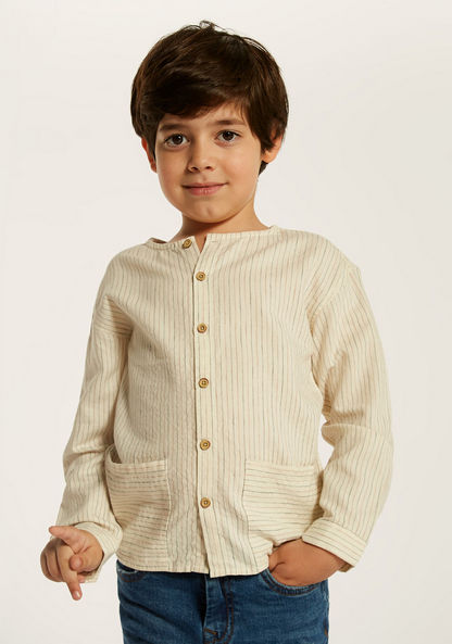 Eligo Striped Shirt with Long Sleeves and Pockets-Shirts-image-1
