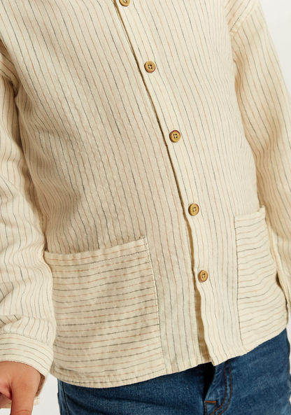 Eligo Striped Shirt with Long Sleeves and Pockets-Shirts-image-2