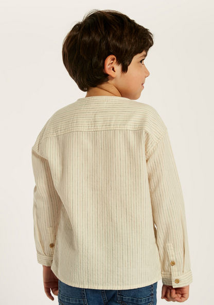 Eligo Striped Shirt with Long Sleeves and Pockets-Shirts-image-3