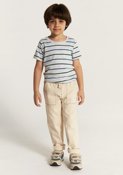 Eligo Solid Mid-Rise Pants with Pockets and Drawstring Closure-Pants-image-0