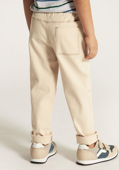 Eligo Solid Mid-Rise Pants with Pockets and Drawstring Closure