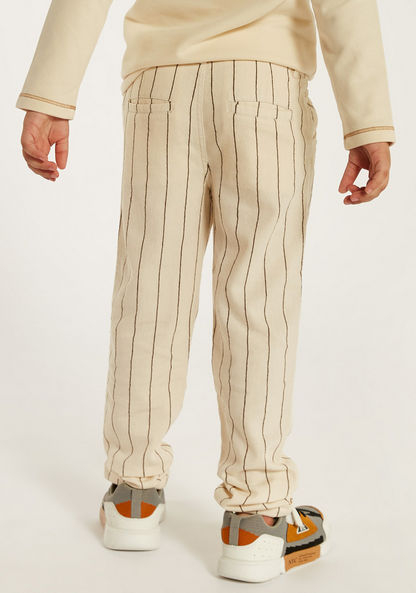 Eligo Striped Pants with Button Closure and Pockets-Pants-image-3