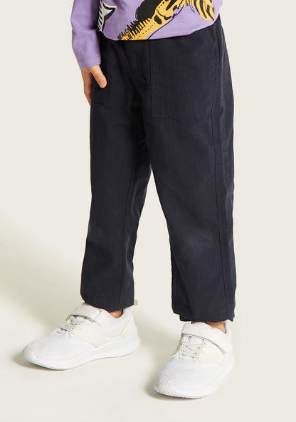 Eligo Solid Mid-Rise Pants with Pockets-Pants-image-1