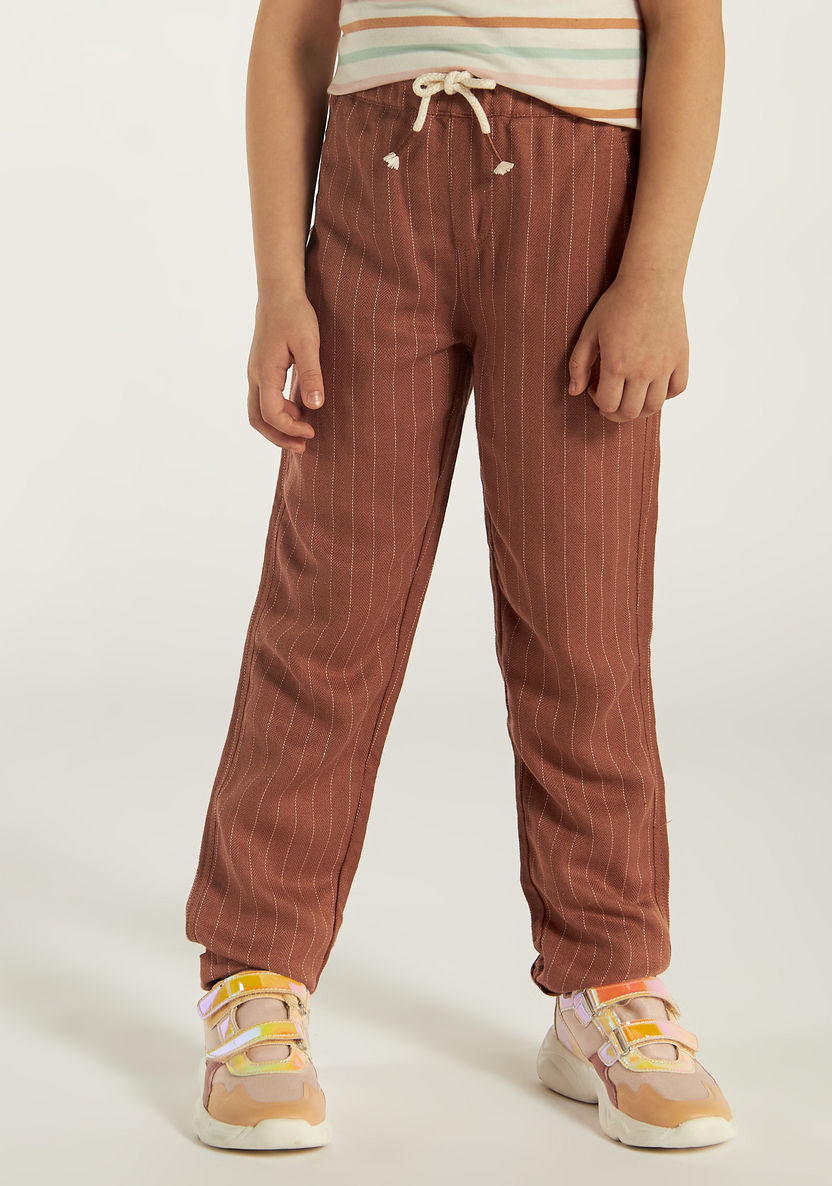 Eligo Striped Pants with Drawstring Closure and Pockets-Pants-image-2