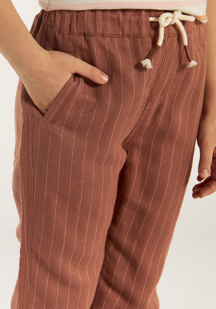Eligo Striped Pants with Drawstring Closure and Pockets-Pants-image-3