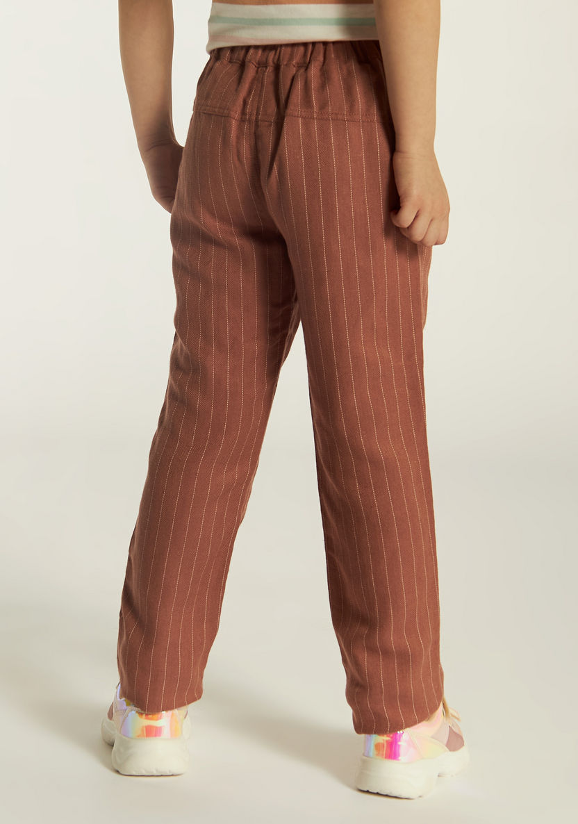 Eligo Striped Pants with Drawstring Closure and Pockets-Pants-image-4