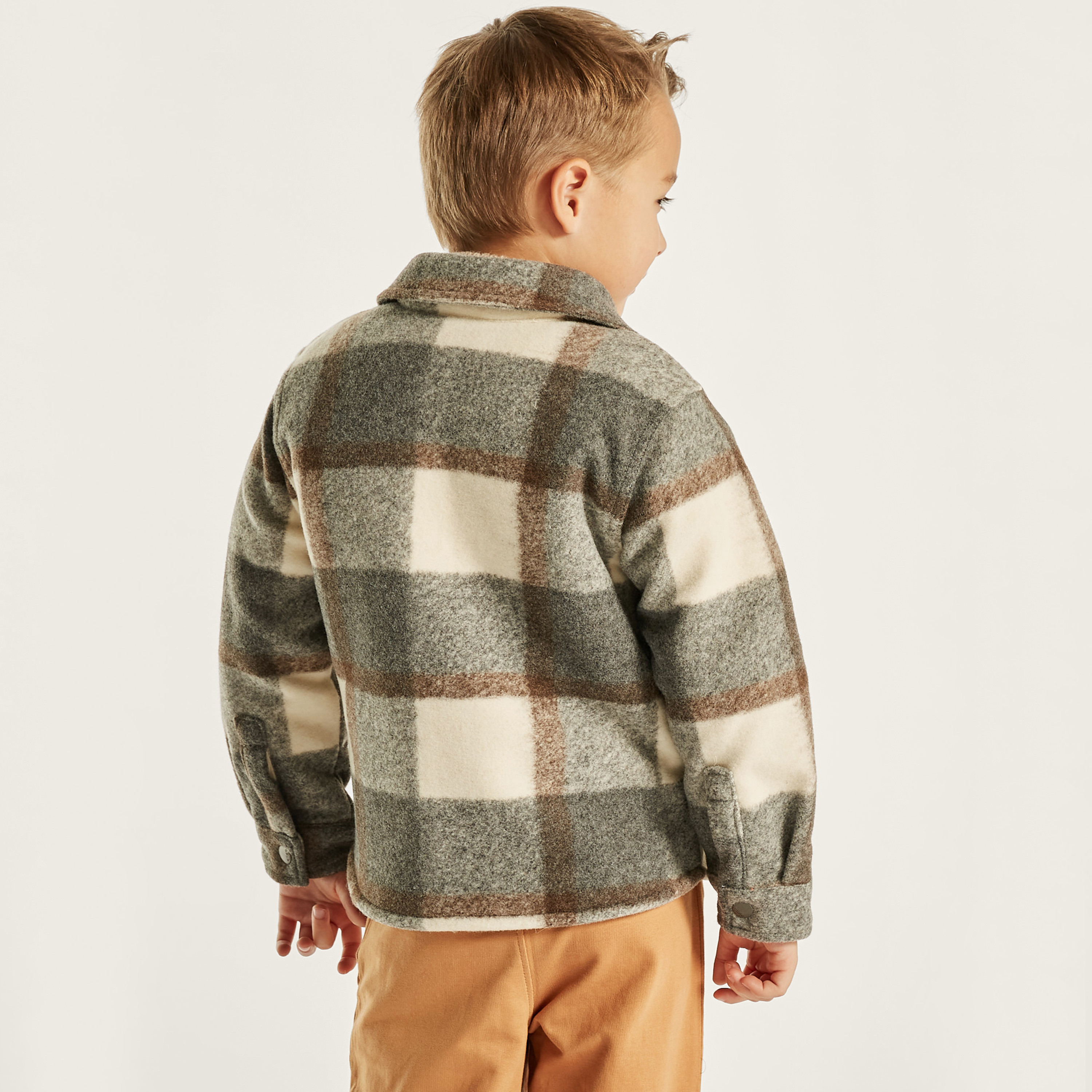 Eligo Checked Jacket with Pockets and Snap Button Closure-boys-clothing-jacketsandcoats-image-4
