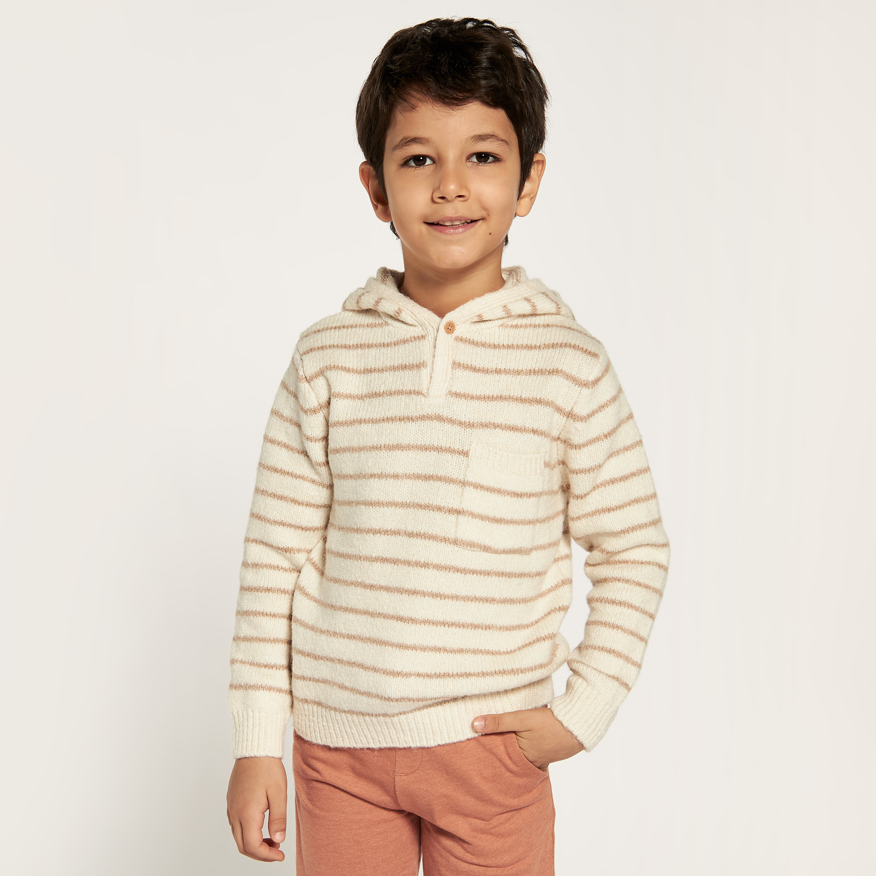 Eligo Striped Long Sleeves Sweater with Hood and Pocket-boys-clothing-jumpersandcardigans-image-2